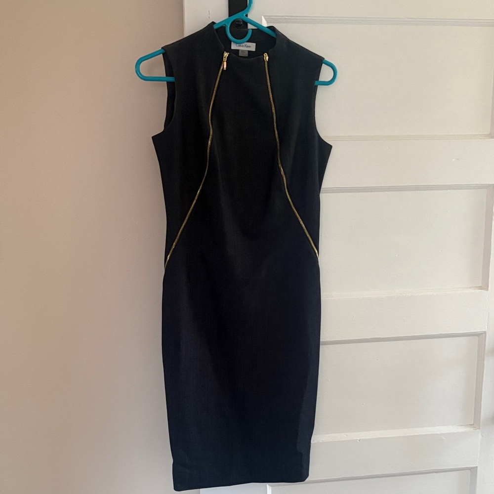 Calvin Klein Black Dress with Gold Accents